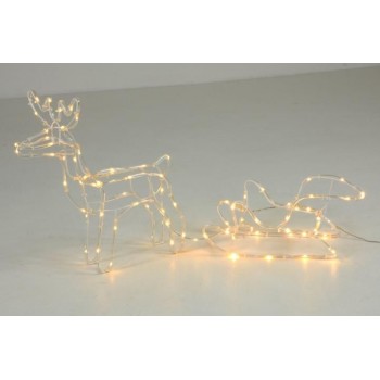 Světelná dekorace - vánoční sob, 80 cm, teple bílý
