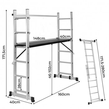 Multifunkční stavební lešení s pracovní výškou 46-102 cm